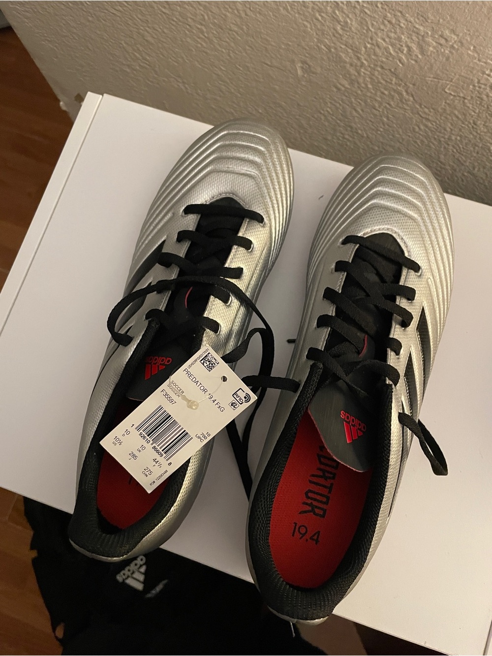 adidas Men's Predator 19.4 Soccer Cleats Silver/Black Size 10.5 Futbol NIB - Picture 6 of 10